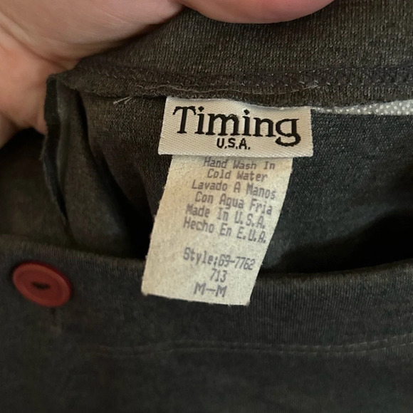 Timing USA Long Overall Dress Skirt Back Slit Gray Vintage Size Medium Women’s - Picture 5 of 8